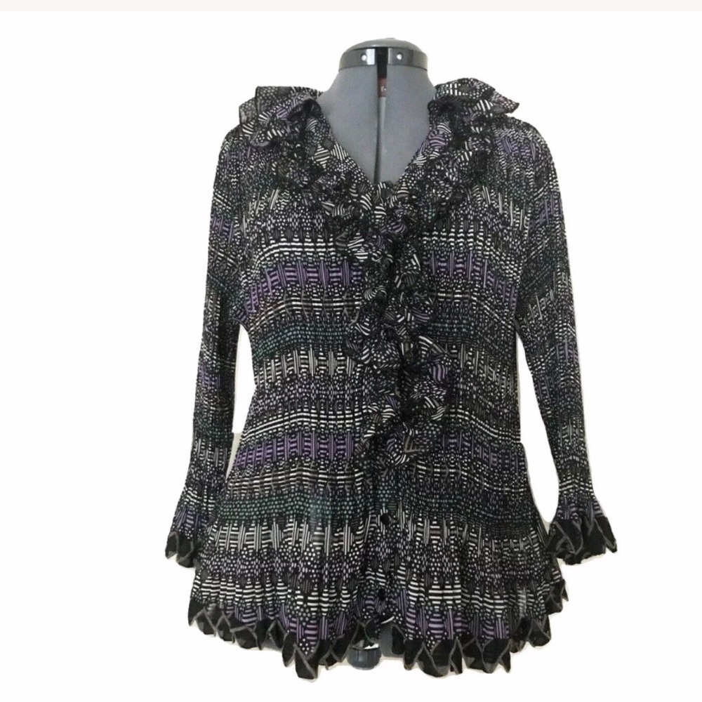 Kriss Sweden Blouse Size Medium Ruffle Front